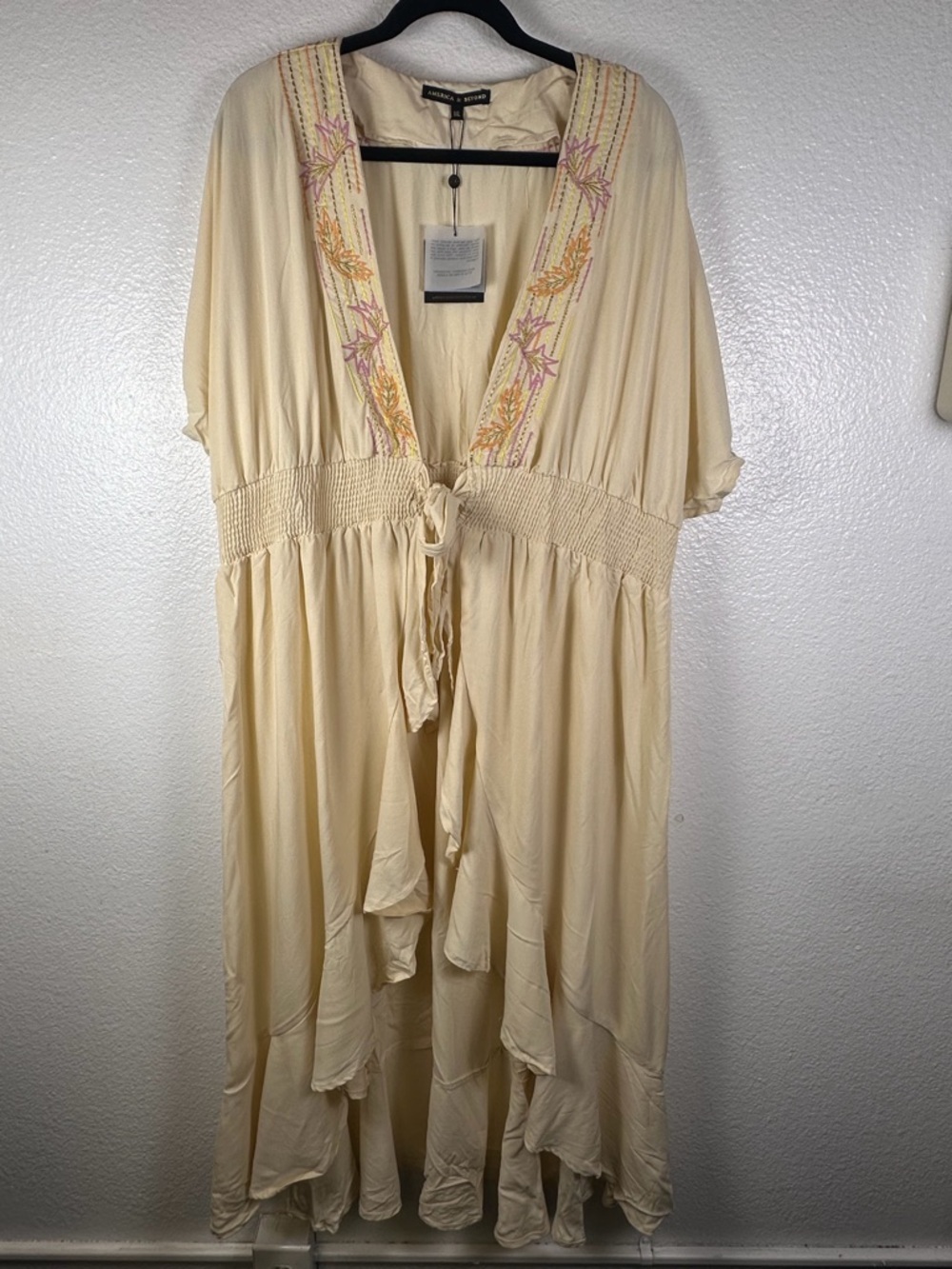 America & Beyond Women's Embroidered Maxi Dress Cover Up 1XL Bohemian